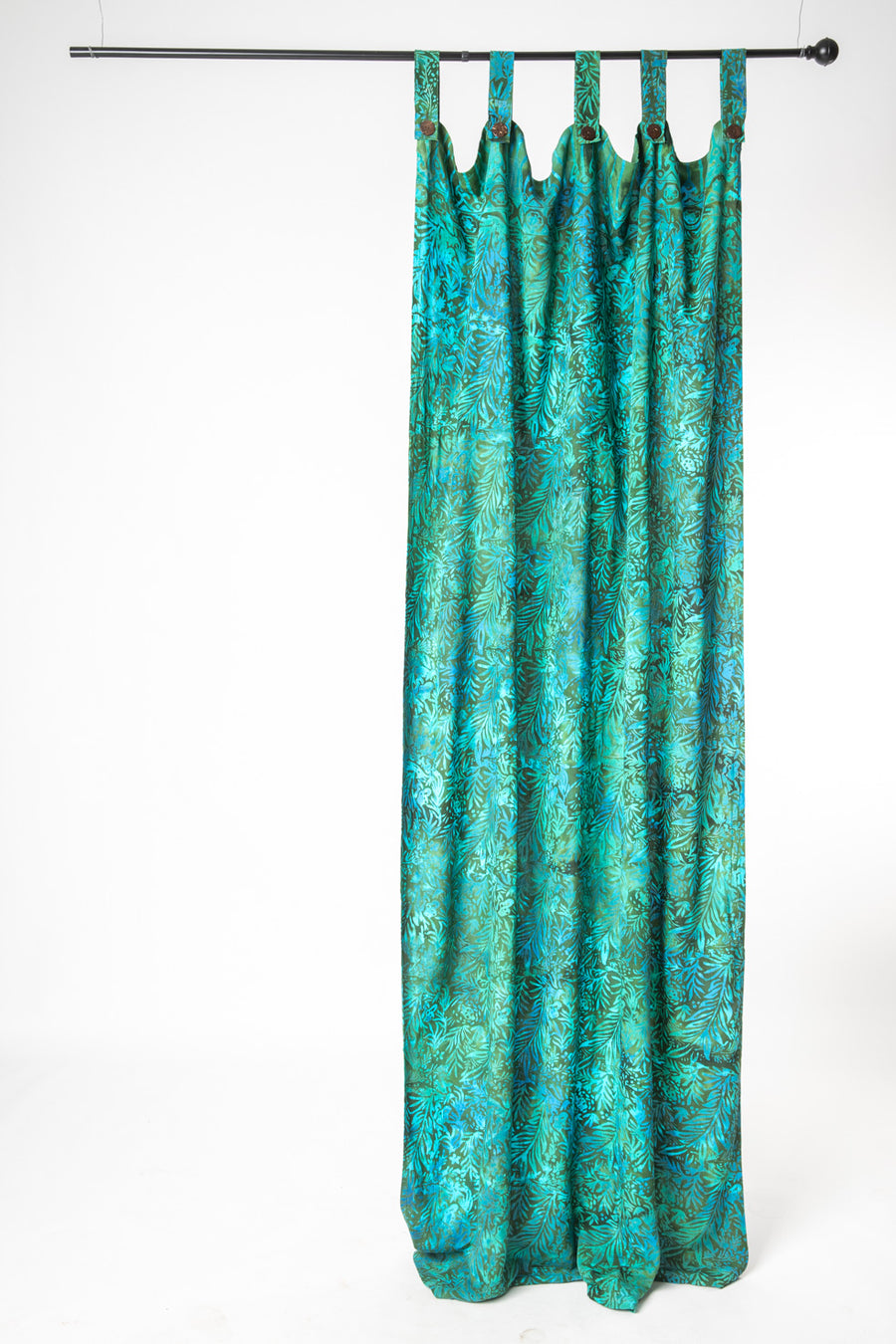 Batik curtain in green ferns