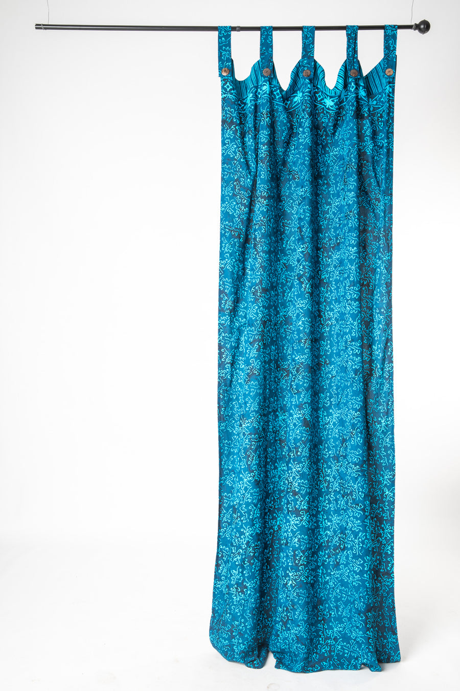 Batik curtain in navy hidden butterfly