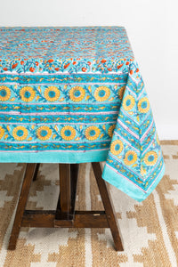 Bohemian block print tapestry in Mediterranean Oasis
