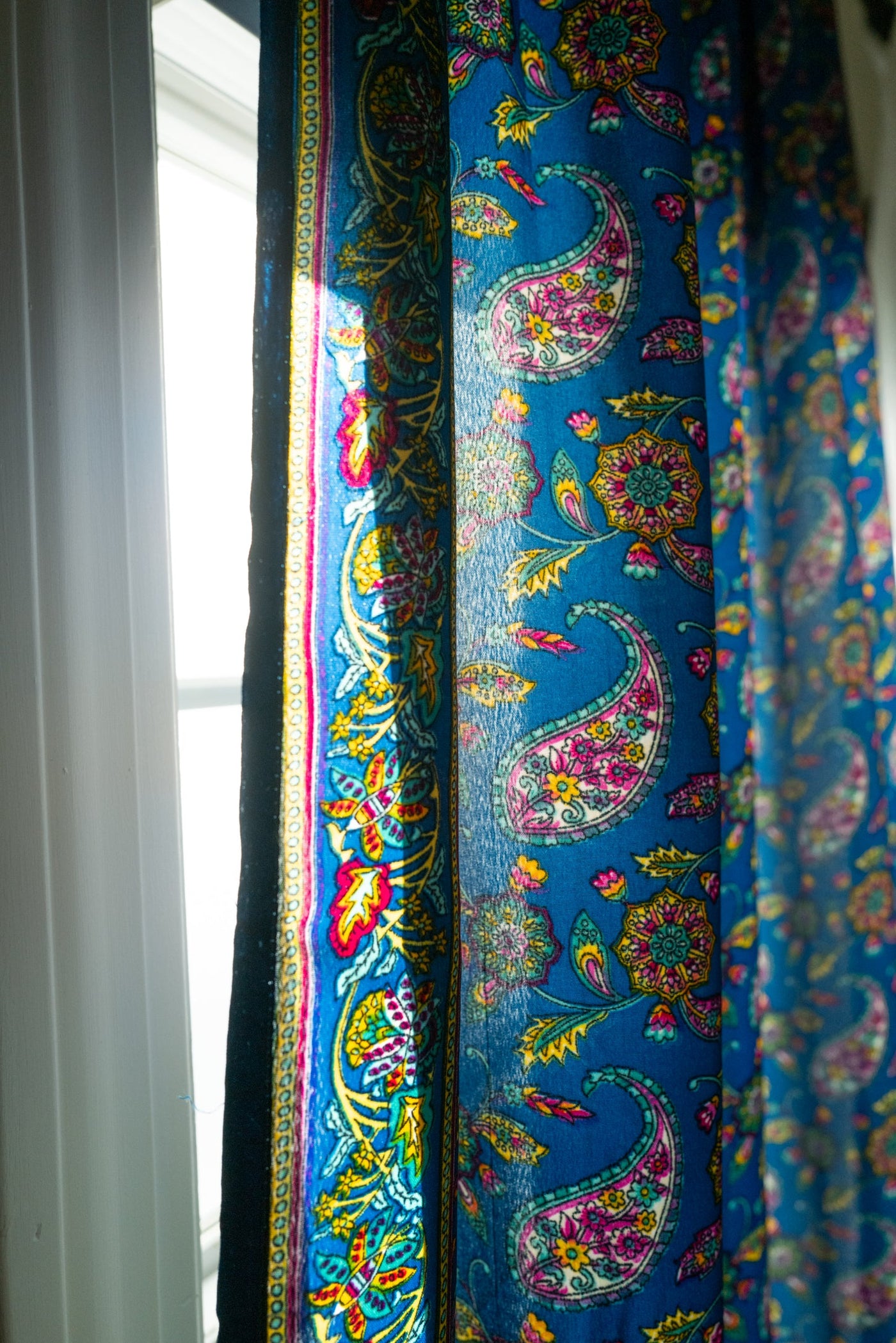 Sari inspired floral curtains in blue