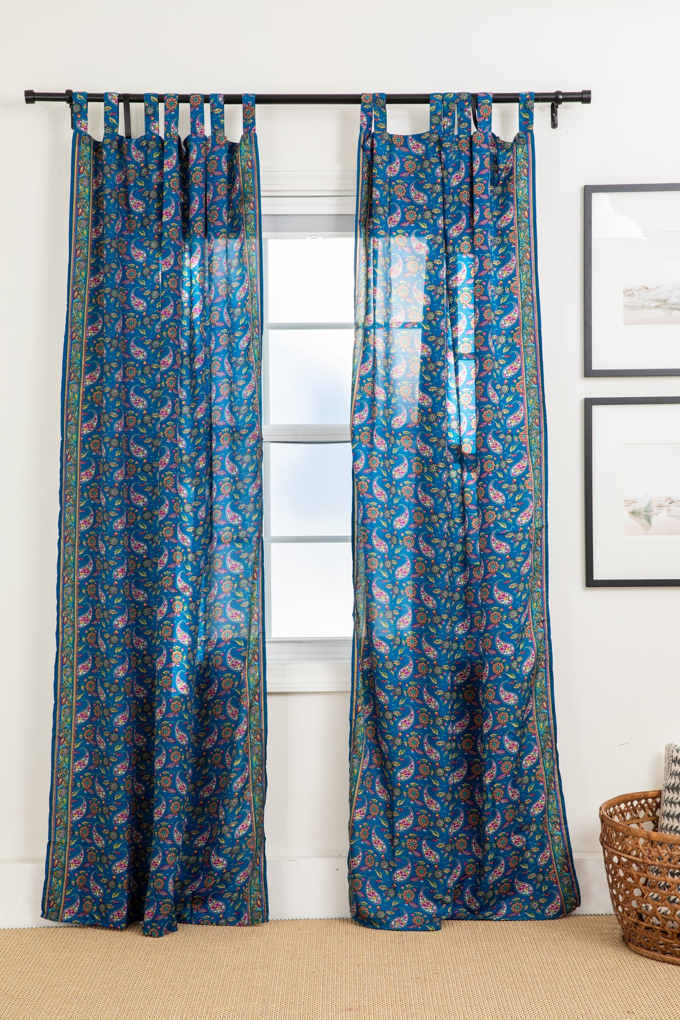 Sari inspired floral curtains in blue