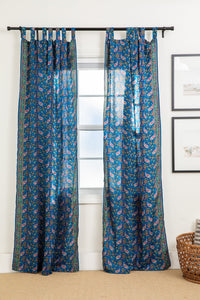 Sari inspired floral curtains in blue