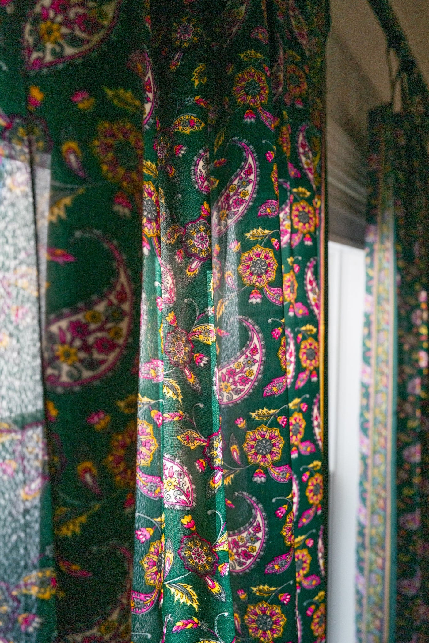 Sari inspired floral curtains in green