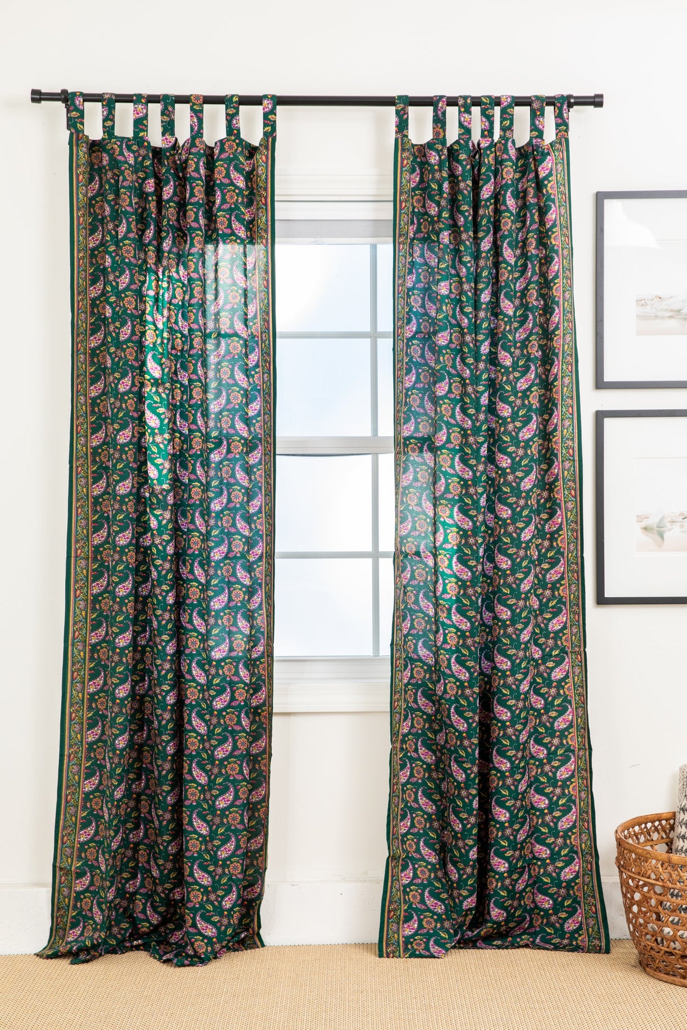 Sari inspired floral curtains in green