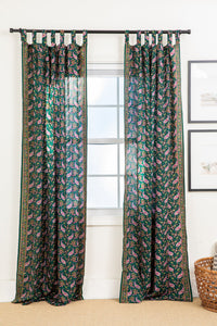 Sari inspired floral curtains in green