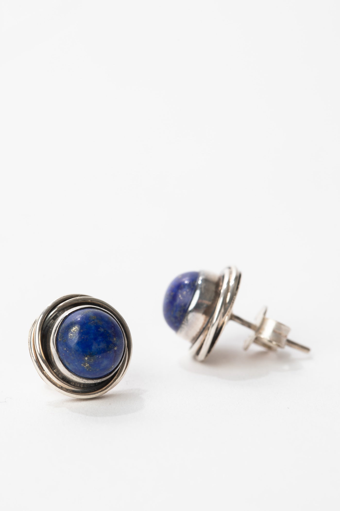 Whirlpool Gemstone Button Studs in Lapis