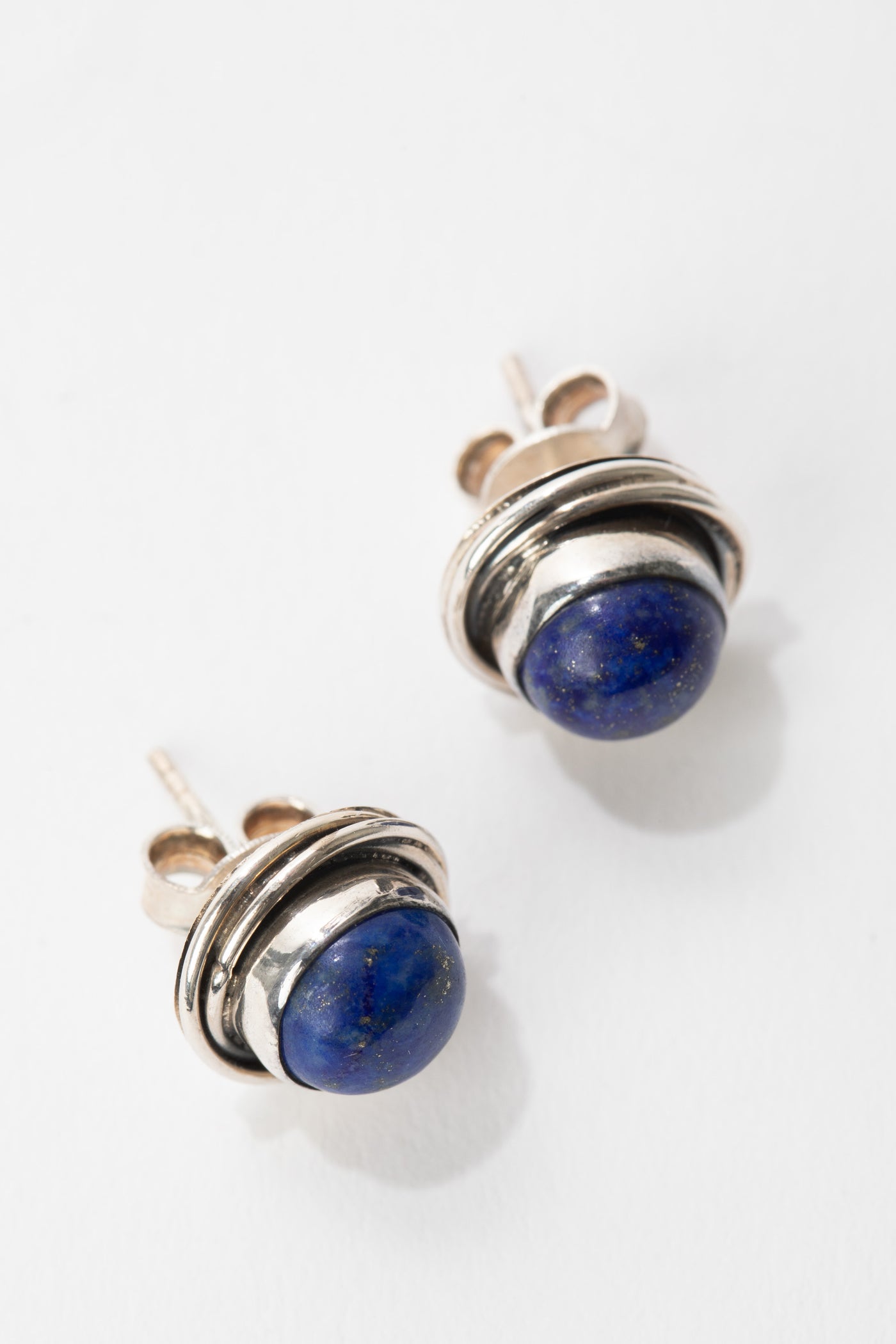 Whirlpool Gemstone Button Studs in Lapis