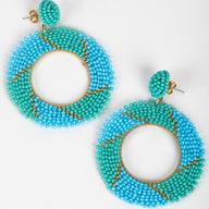 Hoop Dreams Beaded Button Stud Earrings