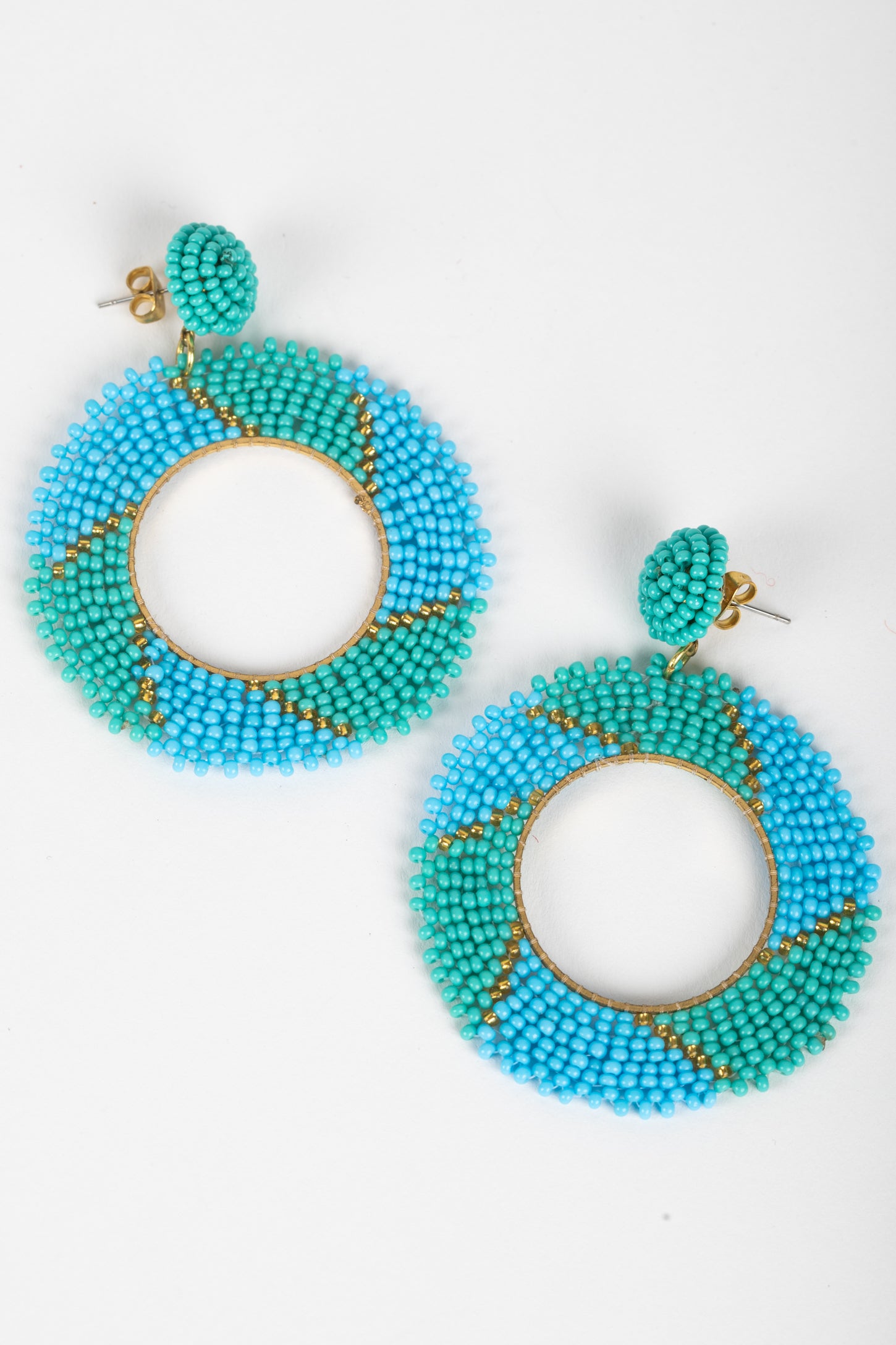 Hoop Dreams Beaded Button Stud Earrings