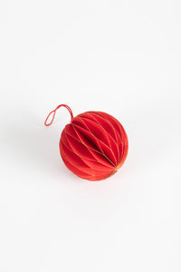 3" Paper Globe Ornament in Red with Gold