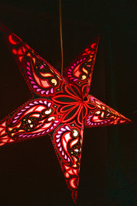 Red paper star lantern in red and gold
