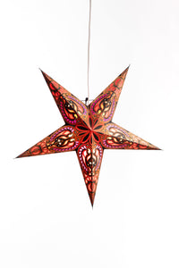 Red paper star lantern in red and gold