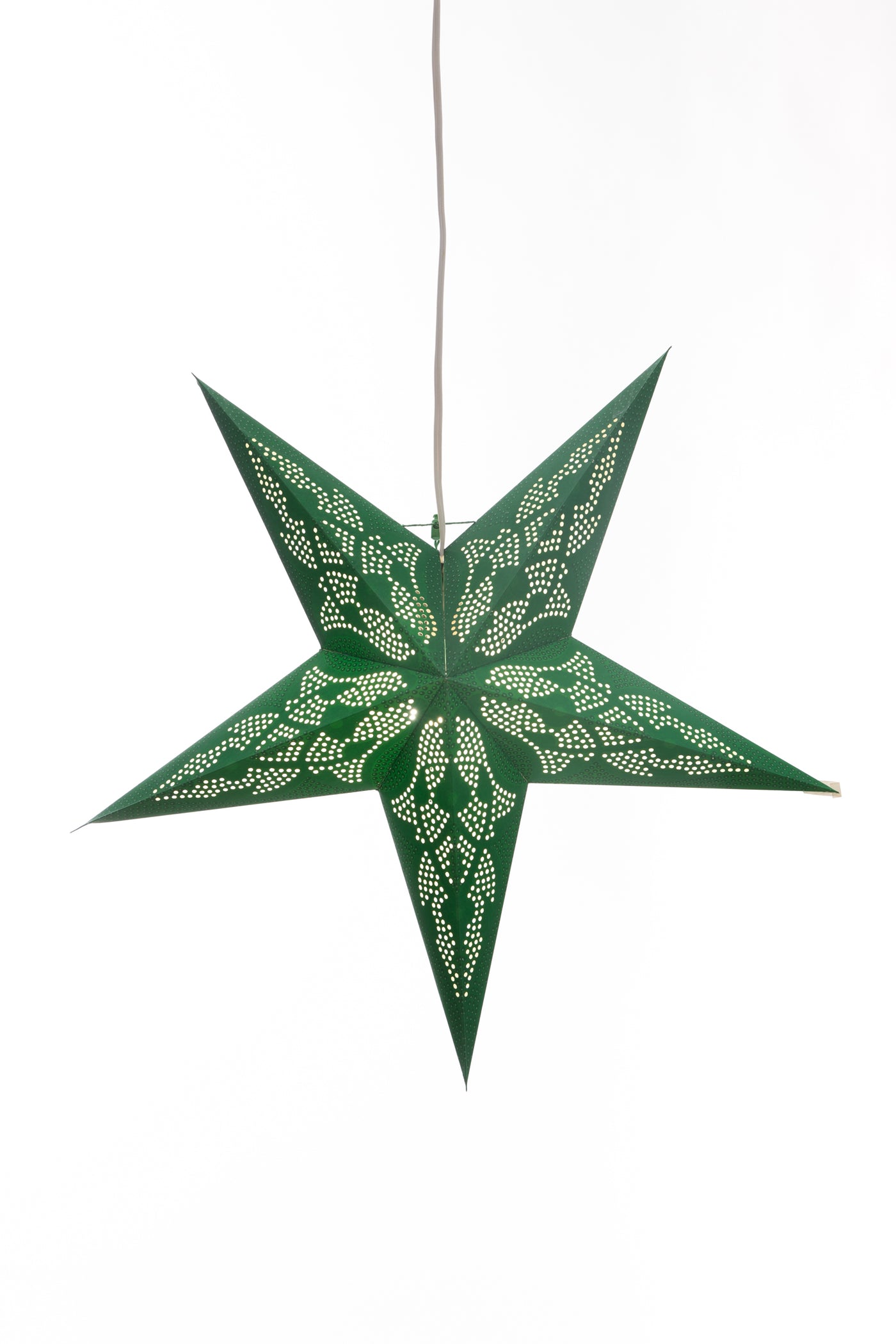 Paper star lantern in dotted  - green