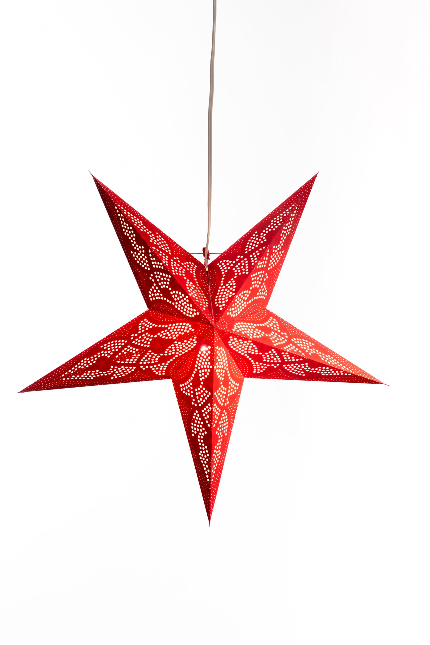 Paper star lantern in dotted  - red