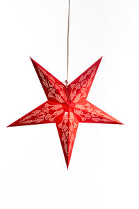 Paper star lantern in dotted  - red