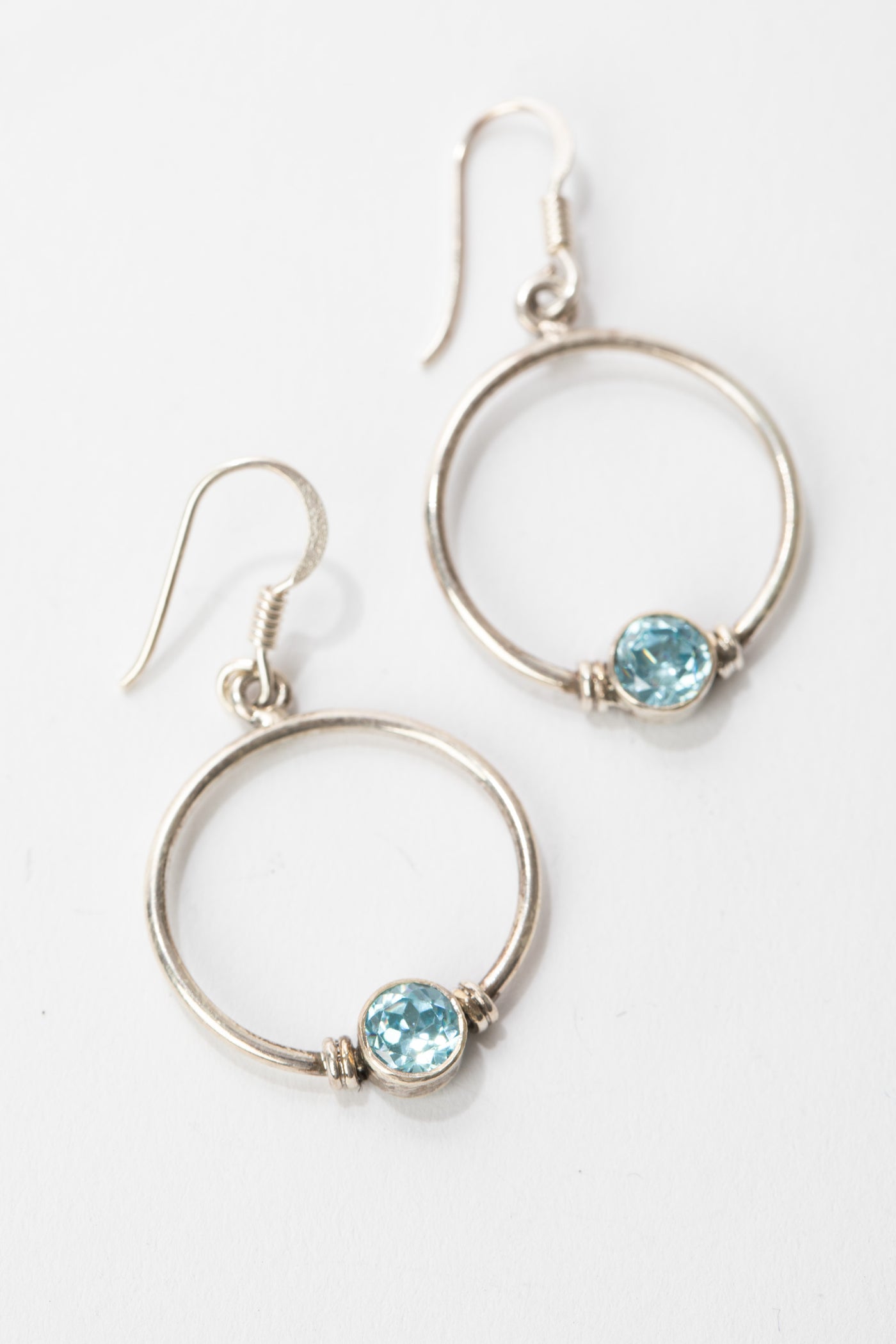Full Circle Faceted Gemstone Earrings in Blue Topaz