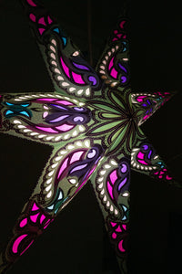 Pastel 7-point paper star lantern in zari - lavender