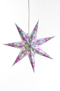 Pastel 7-point paper star lantern in zari - lavender