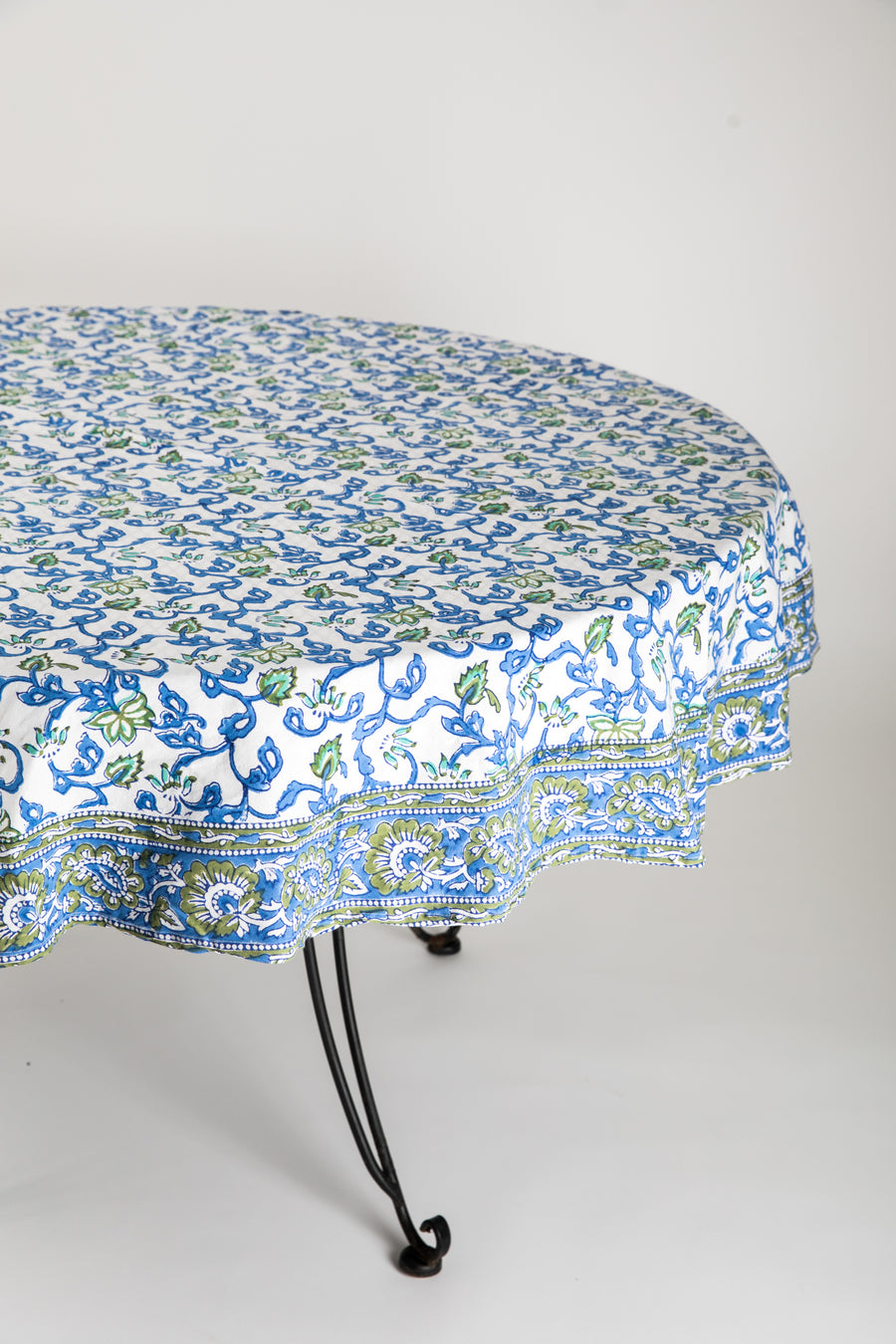 Round Provincial Block Print Tablecloth