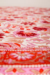 Round block print tablecloth in garnet