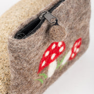 Mystical Mushroom Felt Coin Purse in Gray