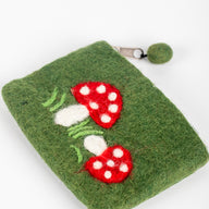Mystical Mushroom Felt Coin Purse in Green