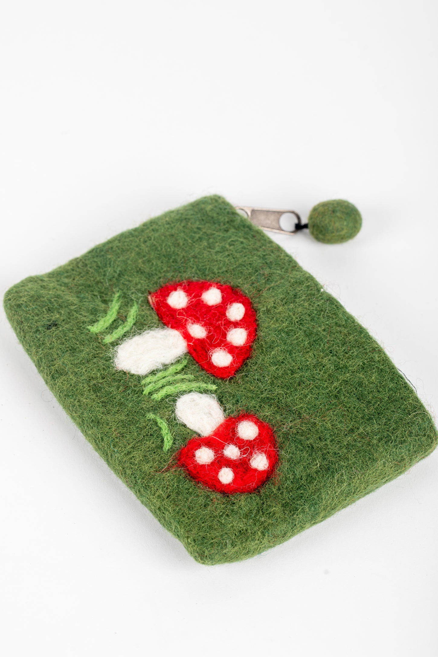 Mystical Mushroom Felt Coin Purse in Green