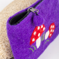 Mystical Mushroom Felt Coin Purse in Purple
