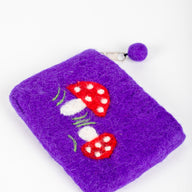 Mystical Mushroom Felt Coin Purse in Purple
