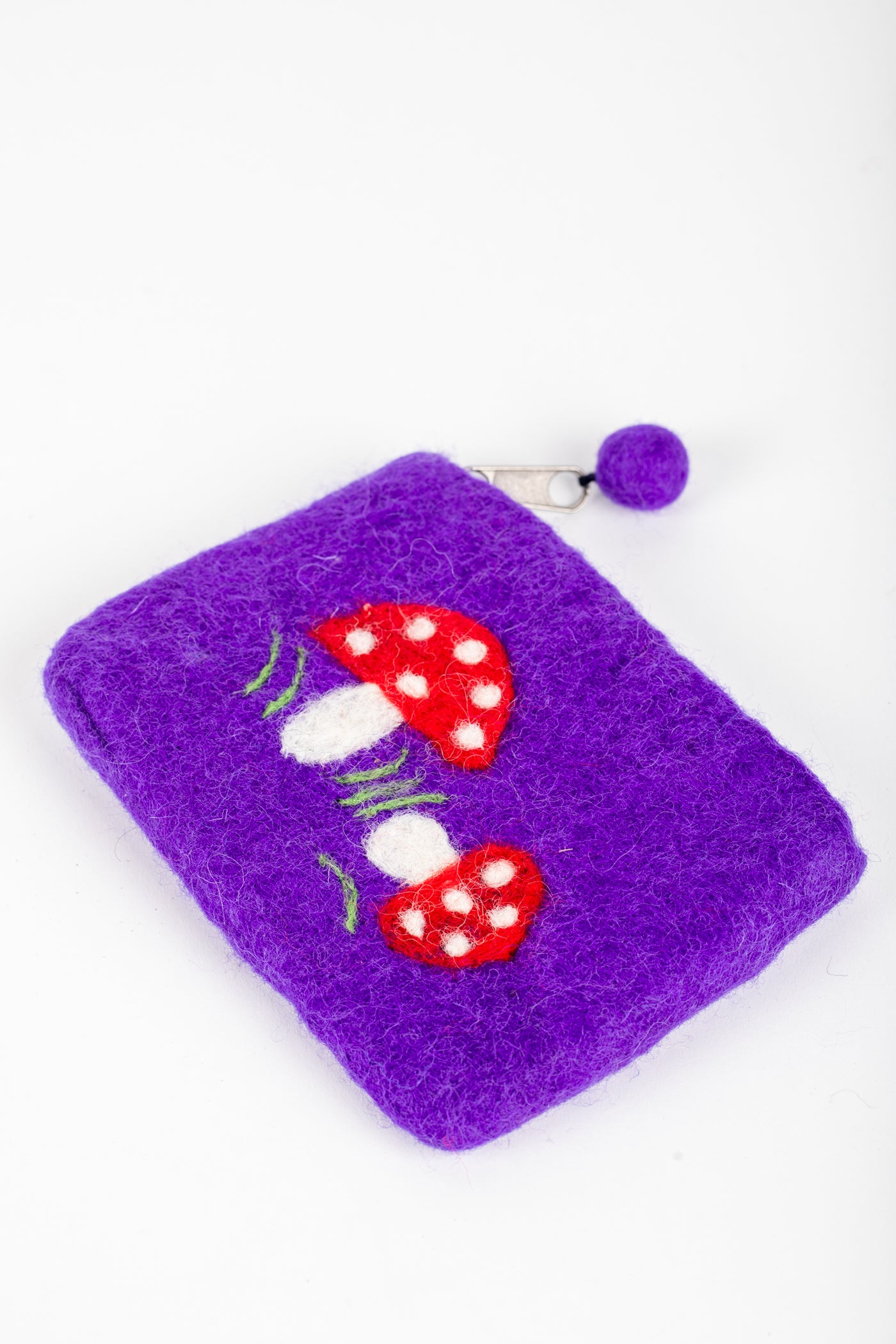 Mystical Mushroom Felt Coin Purse in Purple