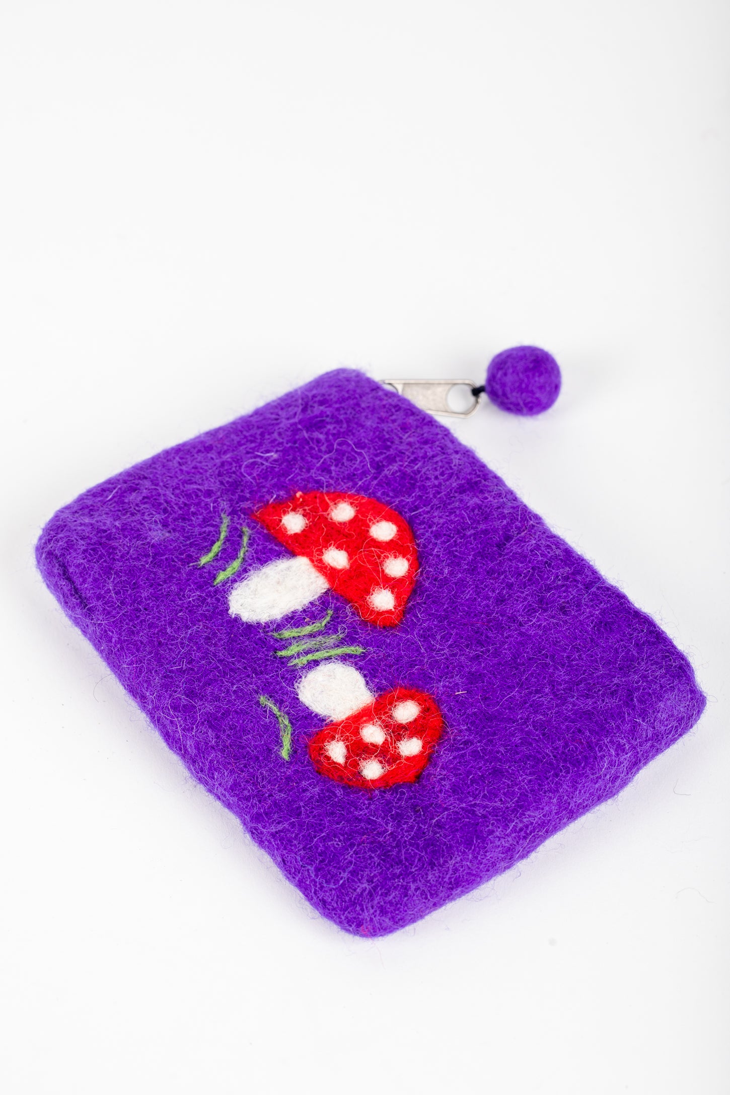 Mystical Mushroom Felt Coin Purse in Purple