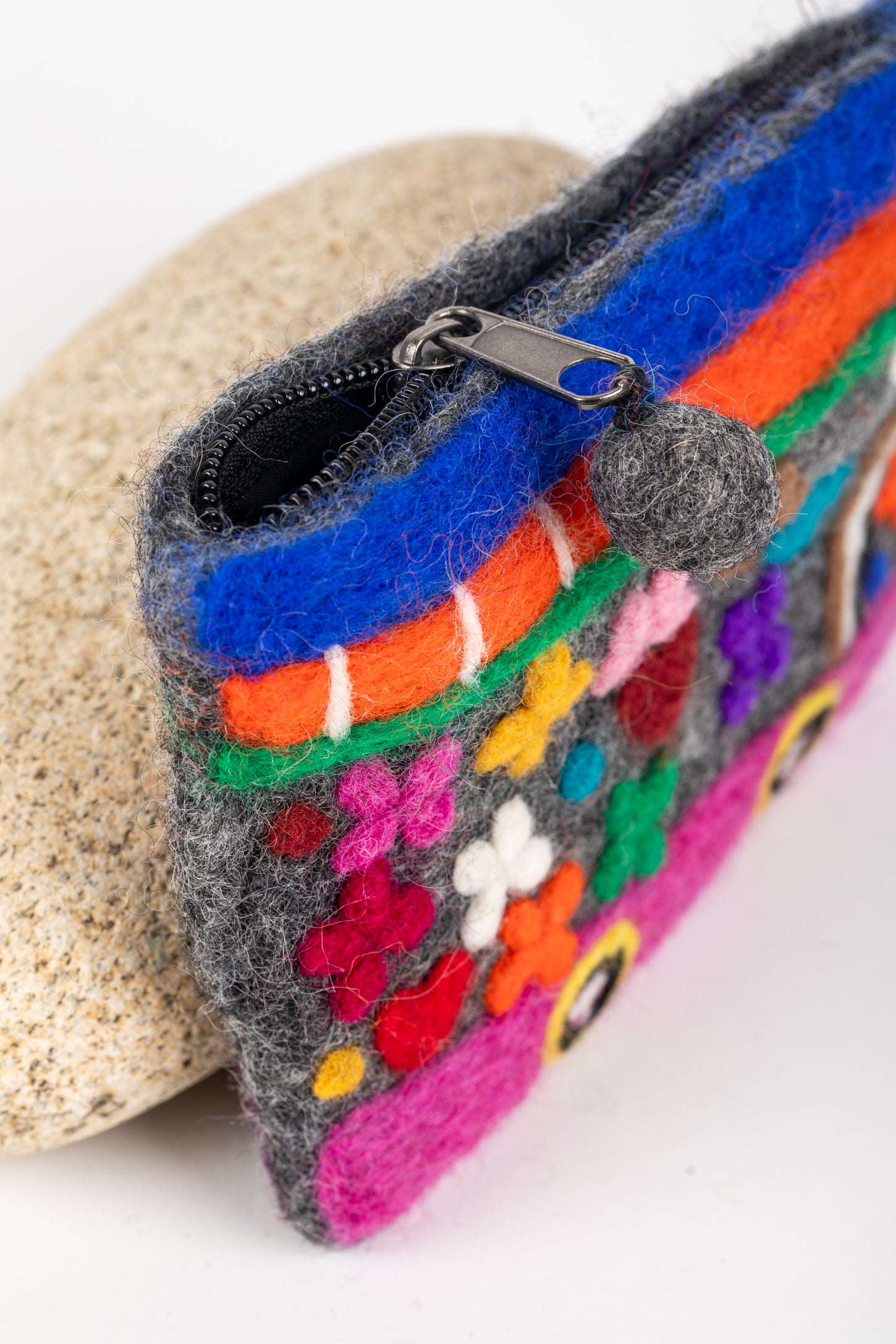 Felt Coin Purse Colorful Bus Design