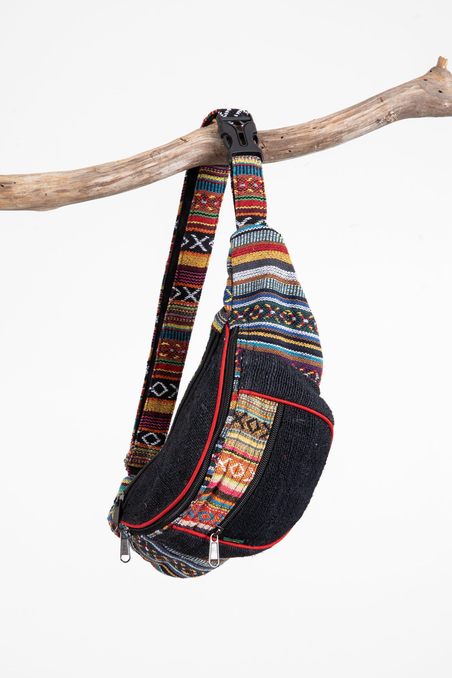 Gherry Hemp Fanny Pack Black with Multicolor