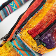 Gherry Hemp Fanny Pack Black Rainbow Tie Dye Detail