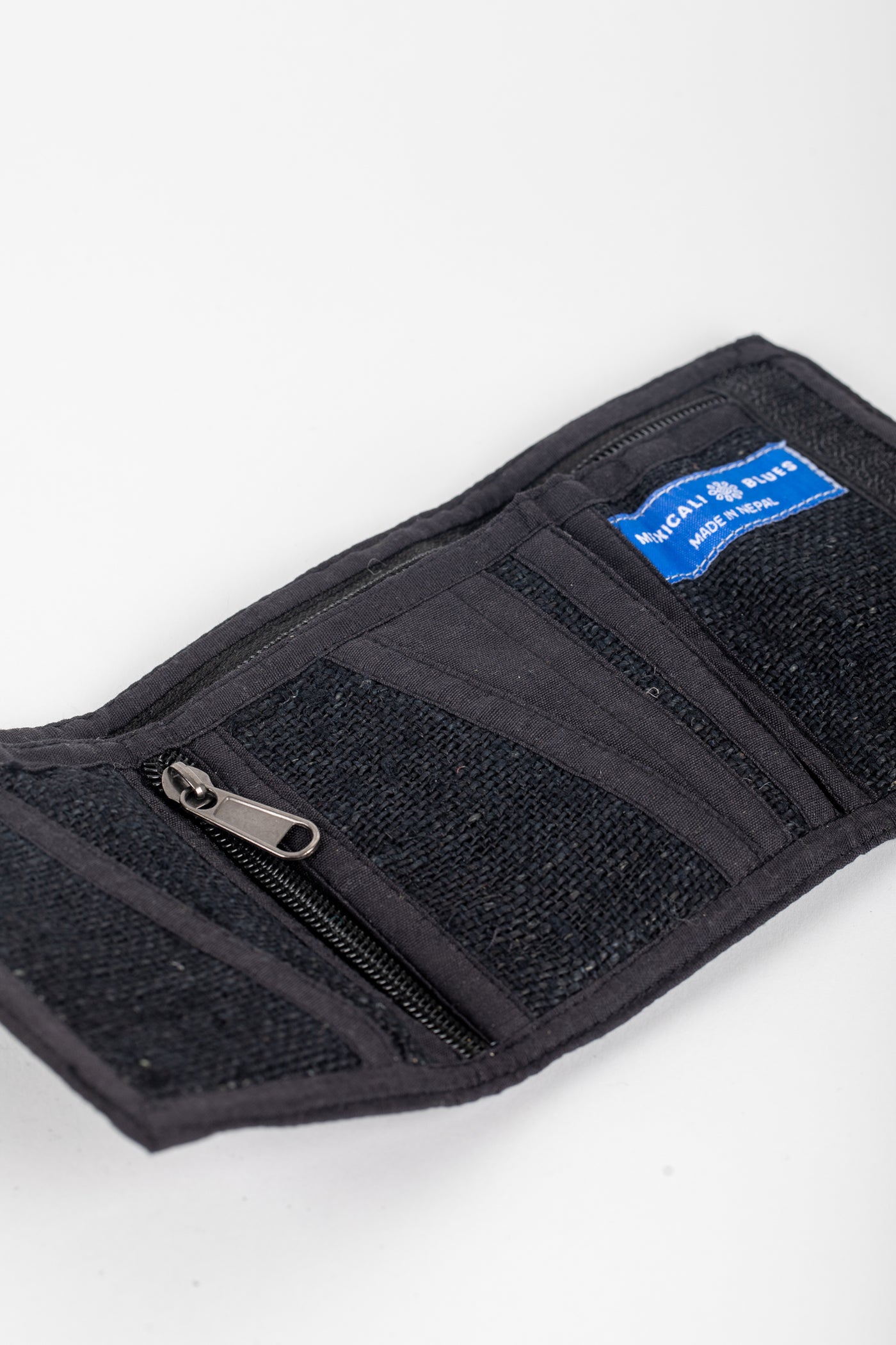 Bhanga Hemp Tri-fold Wallet Black Detail