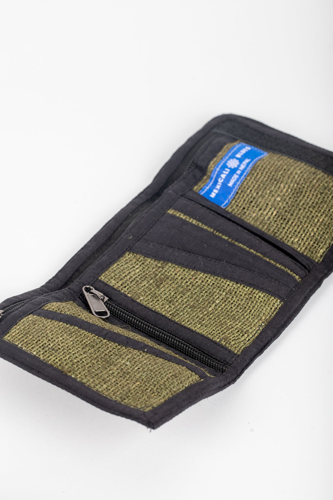 Bhanga Hemp Tri-fold Wallet Green Detail