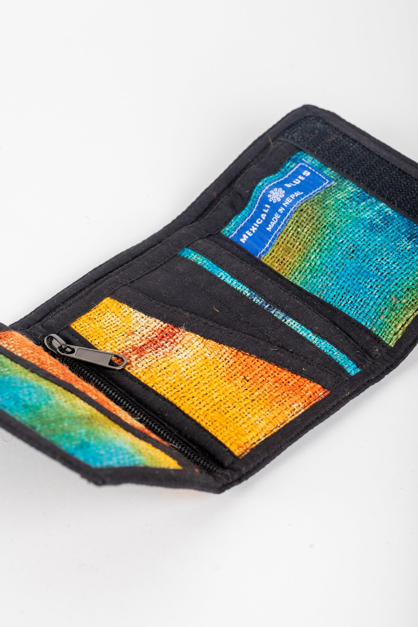 Bhanga Hemp Tri-fold Wallet Tie Dye Detail
