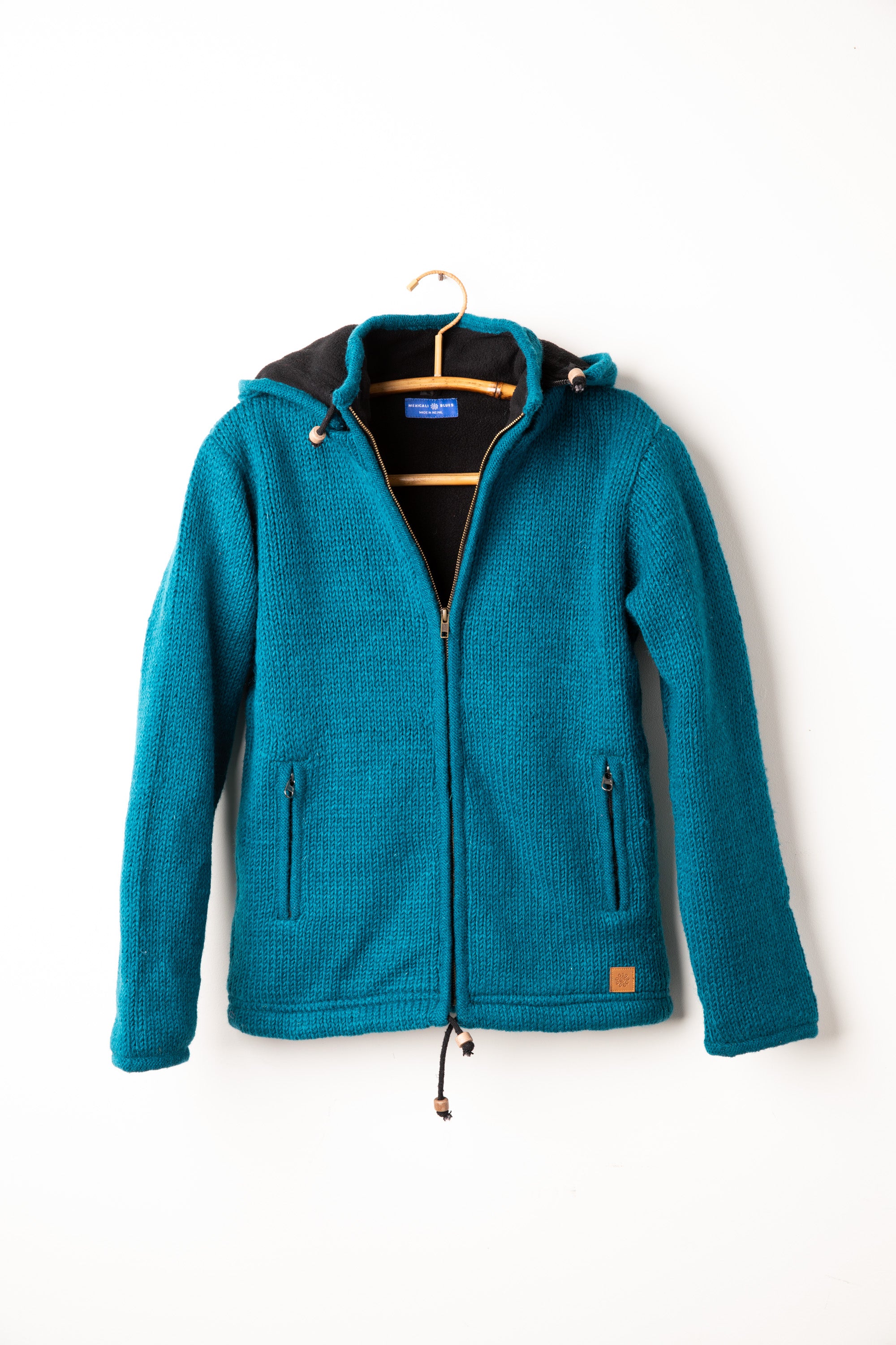 Teal wool hooded jacket