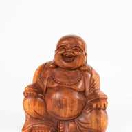 Hotei Wooden Happy Budai Sculpture