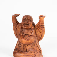 Hotei Wooden Happy Budai Sculpture