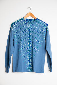 Long Sleeve Tie Dye Shirt in Indigo on white background