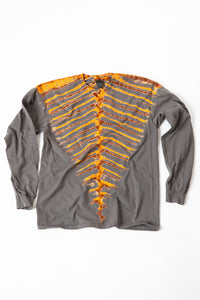 Long Sleeve Tie Dye Shirt in Gray on white background