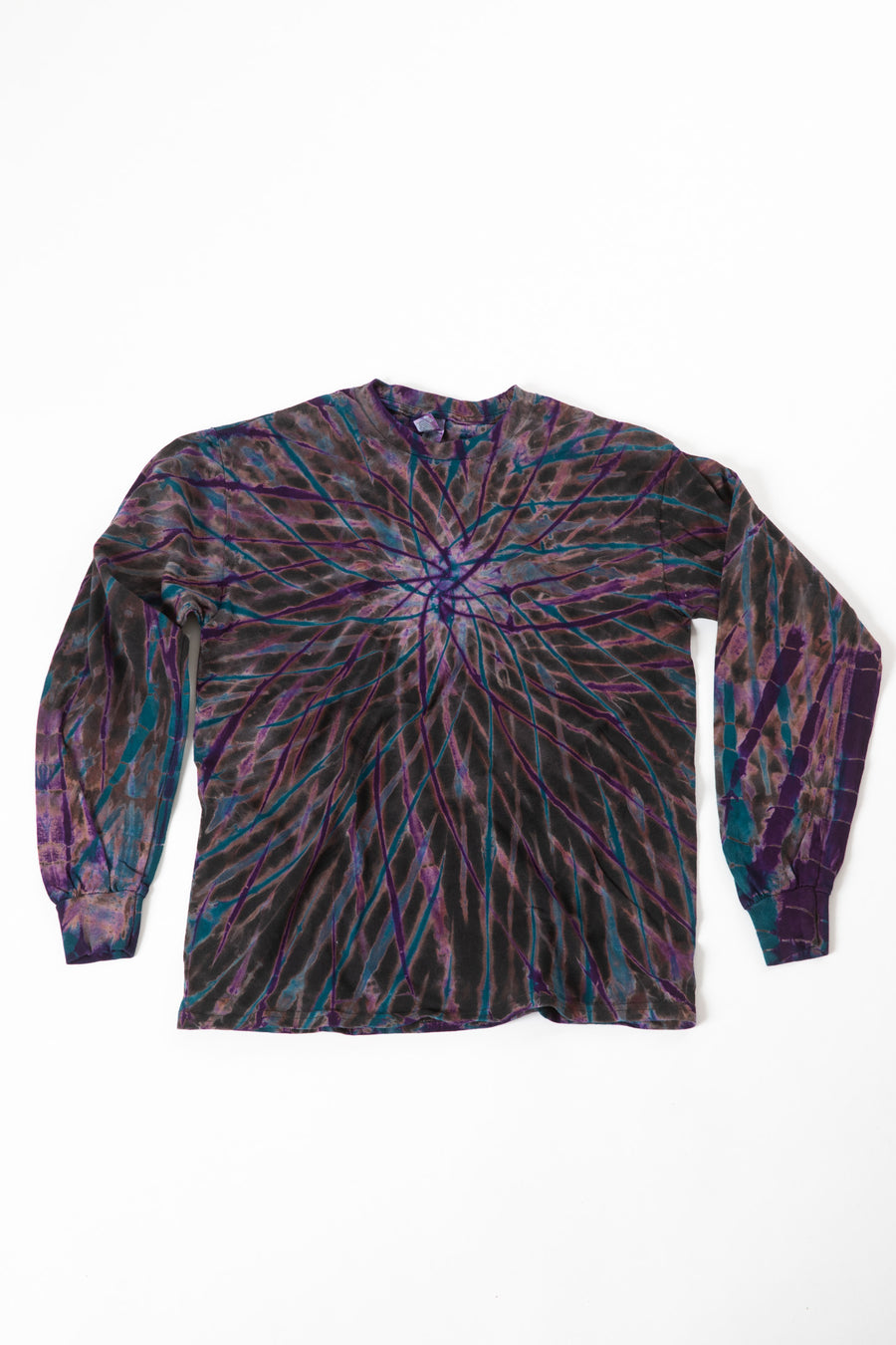 Long Sleeve Tie Dye T-Shirt in Violet and Cobalt