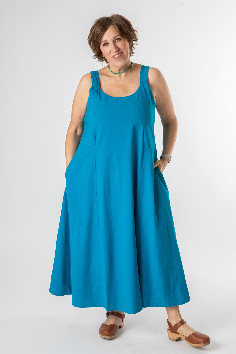Mexicali Simple Cotton Dress - Pacific Blue / XS Mexicali Simple Cotton Dress - Pacific Blue / XS