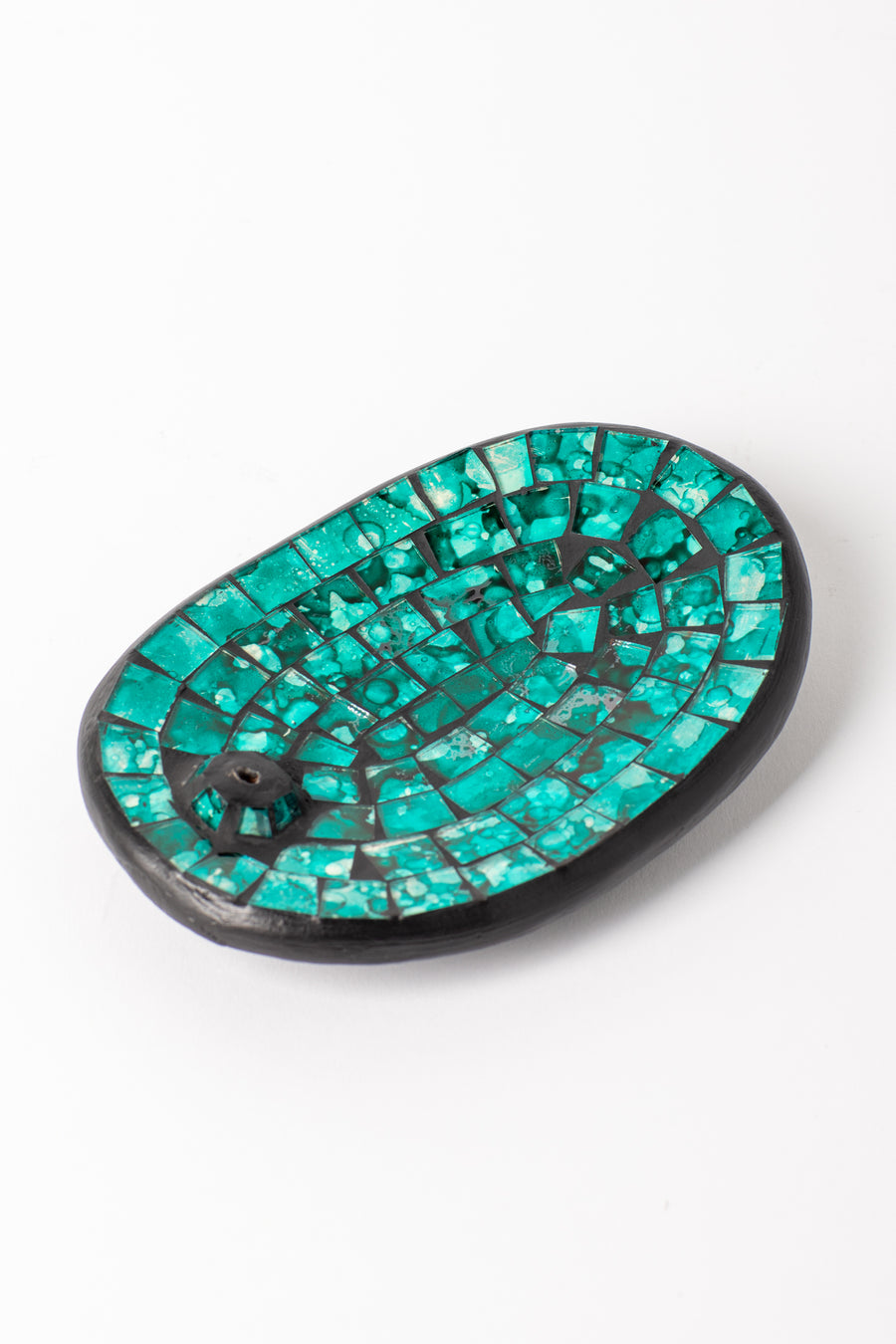 Mosaic incense burner in turquoise