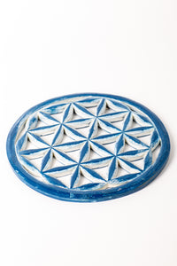 Flower of life wall hanging in blue