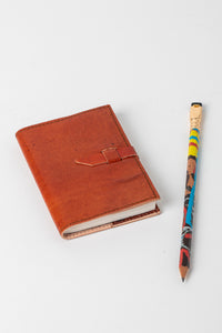 Dyed  Leather Mini Journal in Brown