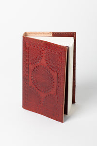 Mandala Embossed Leather Journal in Brown