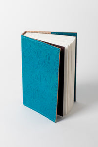 Floral Embossed Leather Journal in Blue