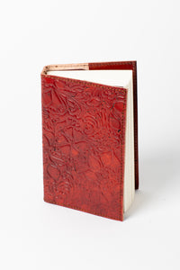 Floral Embossed Leather Journal in Brown